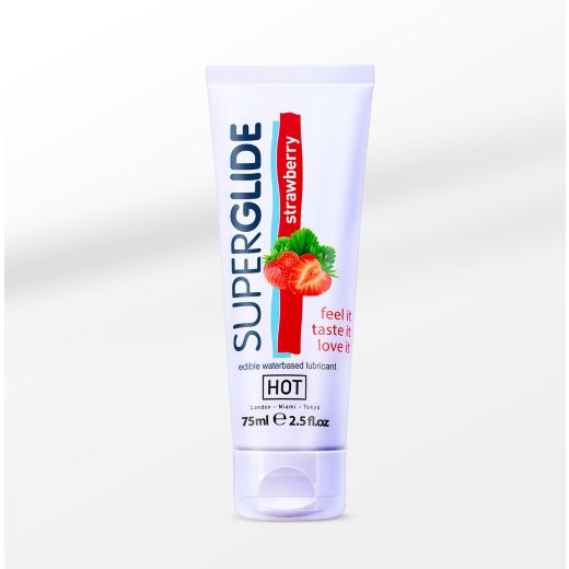 HOT Superglide Erdbeere essbares Gleitgel auf Wasserbasis 75ml