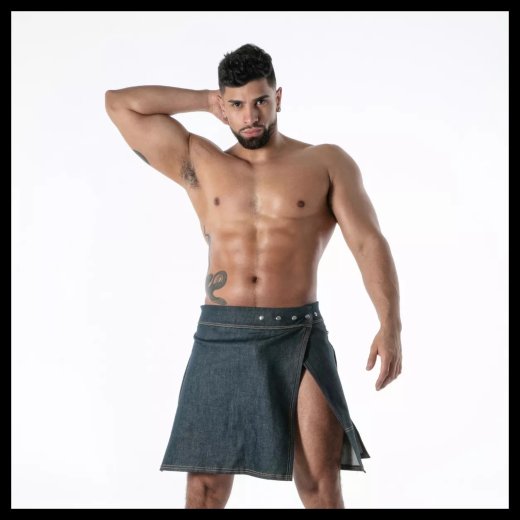 TOF Raw Denim Zip Kilt Blau