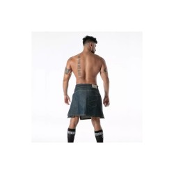 TOF Raw Denim Zip Kilt Blau