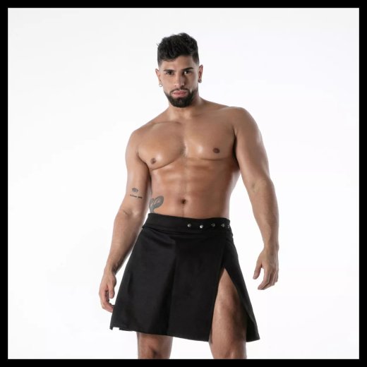 TOF Raw Denim Zip Kilt Schwarz