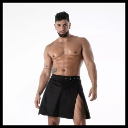 TOF Raw Denim Zip Kilt Schwarz