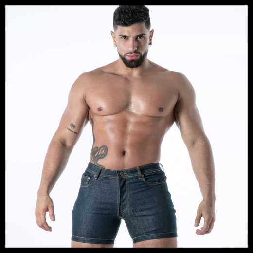TOF Raw Denim Full-Zip Shorts Blau