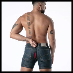 TOF Raw Denim Full-Zip Shorts Blau