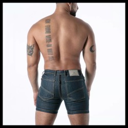 TOF Raw Denim Full-Zip Shorts Blau