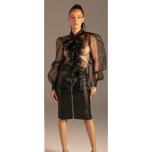 KYNX Organza Jabot Blouse Schwarz
