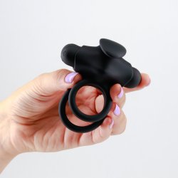 CRUSHIOUS Thumper Vibrierender Doppel-Penisring mit Fernbedienung Schwarz