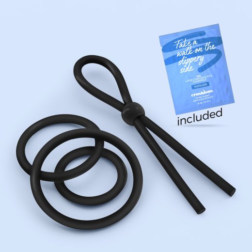 CRUSHIOUS Daltons Penisring 4er-Set aus Silikon Schwarz