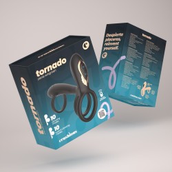CRUSHIOUS Tornado Vibrierender Penisring mit Rotationsfunktion & Fernbedienung Schwarz