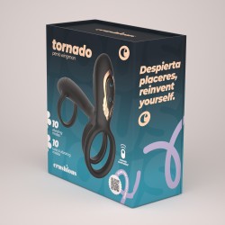 CRUSHIOUS Tornado Vibrierender Penisring mit Rotationsfunktion & Fernbedienung Schwarz