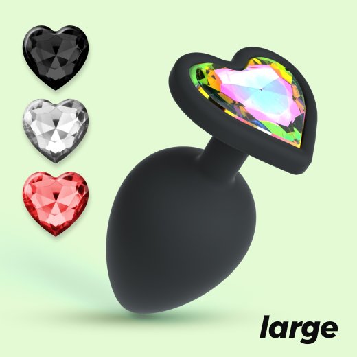CRUSHIOUS Cuore Analplug mit 4 Ziersteinen in Herzform L Ø 4,2 cm Schwarz
