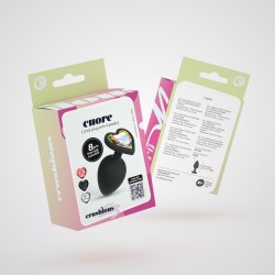 CRUSHIOUS Cuore Analplug mit 4 Ziersteinen in Herzform M Ø 3,4 cm Schwarz