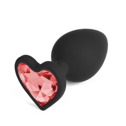 CRUSHIOUS Cuore Analplug mit 4 Ziersteinen in Herzform M Ø 3,4 cm Schwarz