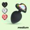 CRUSHIOUS Cuore Analplug mit 4 Ziersteinen in Herzform M Ø 3,4 cm Schwarz