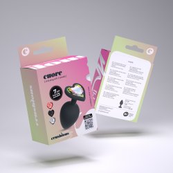CRUSHIOUS Cuore Analplug mit 4 Ziersteinen in Herzform S Ø 2,7 cm Schwarz