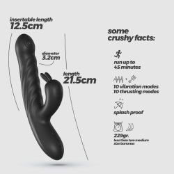 CRUSHIOUS Lapin Rabbit Vibrator mit Stossfunktion Schwarz