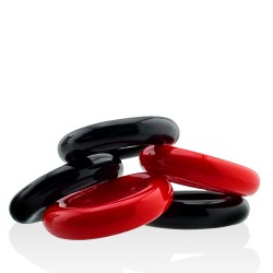 HÜNKYJUNK JACKER 5-Stack Cockrings Rot/Schwarz