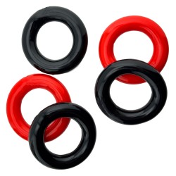 HÜNKYJUNK JACKER 5-Stack Cockrings Rot/Schwarz