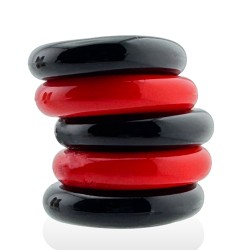 HÜNKYJUNK JACKER 5-Stack Cockrings Rot/Schwarz