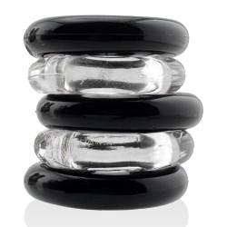 HÜNKYJUNK JACKER 5-Stack Cockrings Clear/Schwarz