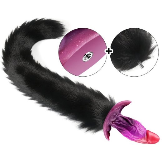 KINKY PUPPY Purplelien Fuchsschwanz-Plug Schwarz