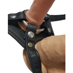 THE VICE The Crotch Rocket Strap-On Harness aus Leder Schwarz