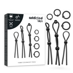 ADDICTED TOYS Penisring 7er-Set aus Silikon Schwarz