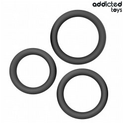 ADDICTED TOYS Penisring 3er-Set Fat Schwarz