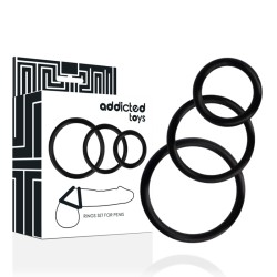 ADDICTED TOYS Penisring 3er-Set Dünn Schwarz