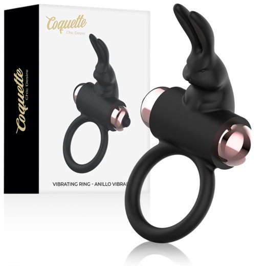 COQUETTE Penisring mit Rabbit-Stimulator Schwarz