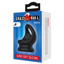 CRAZY BULL Oberon Penisring mit Hodenstrecker aus Silikon Schwarz