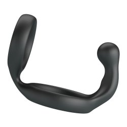 CRAZY BULL Florian Penis- & Hodenring mit Perineum-Stimulator aus Silikon Schwarz