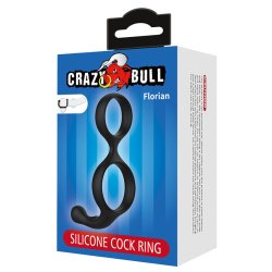CRAZY BULL Florian Penis- & Hodenring mit Perineum-Stimulator aus Silikon Schwarz