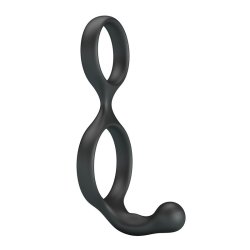 CRAZY BULL Florian Penis- & Hodenring mit Perineum-Stimulator aus Silikon Schwarz