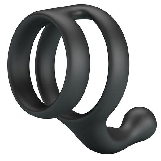 CRAZY BULL Yancy Penis- & Hodenring mit Perineum-Stimulator aus Silikon Schwarz