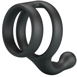 CRAZY BULL Yancy Penis- & Hodenring mit Perineum-Stimulator aus Silikon Schwarz