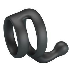 CRAZY BULL Yancy Penis- & Hodenring mit Perineum-Stimulator aus Silikon Schwarz