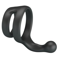 CRAZY BULL Yancy Penis- & Hodenring mit Perineum-Stimulator aus Silikon Schwarz