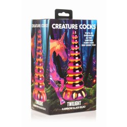 XR PLAY HARD Creature Cocks Twilight Rainbow Glass Dildo Multicolor