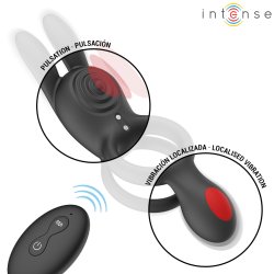 INTENSE Quinn Penisring mit Vibration, Klitorisstimulatior & Fernbedienung Schwarz