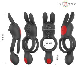 INTENSE Quinn Penisring mit Vibration, Klitorisstimulatior & Fernbedienung Schwarz