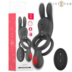 INTENSE Quinn Penisring mit Vibration, Klitorisstimulatior & Fernbedienung Schwarz
