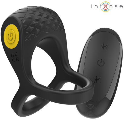 INTENSE Alex Penisring mit Vibration, Klitorisstimulation & Fernbedienung Schwarz