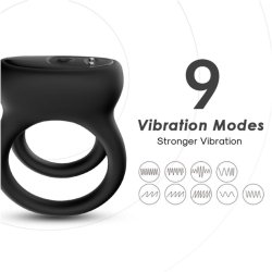 ARMONY Doppelring-Vibrator mit Klitorisstimulator Schwarz