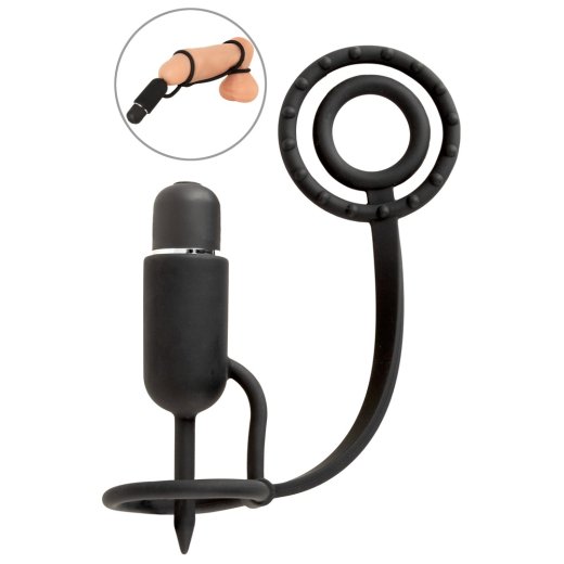 YOU 2 TOYS Vibrierender Penisplug mit Eichel-, Penis- & Hodenring Schwarz