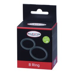 MALESATION 8 Ring Penis- und Hodenring aus Silikon Schwarz