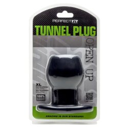 PERFECT FIT Tunnel Plug XL ausgeh&ouml;hlter Analplug aus Silikon und TPR Schwarz