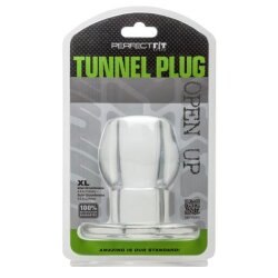 PERFECT FIT Tunnel Plus XL ausgeh&ouml;hlter Analplug aus Silikon und TPR Transparent
