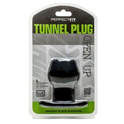 PERFECT FIT Tunnel Plug L ausgeh&ouml;hlter Analpug aus Silikon und TPR Schwarz