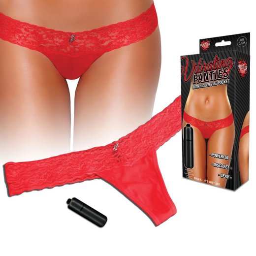 HUSTLER VIBRATING PANTYS RED SLIM M/L