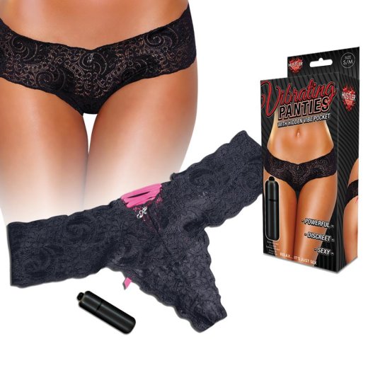 HUSTLER VIBRATING PANTYS BLACK/PINK M/L